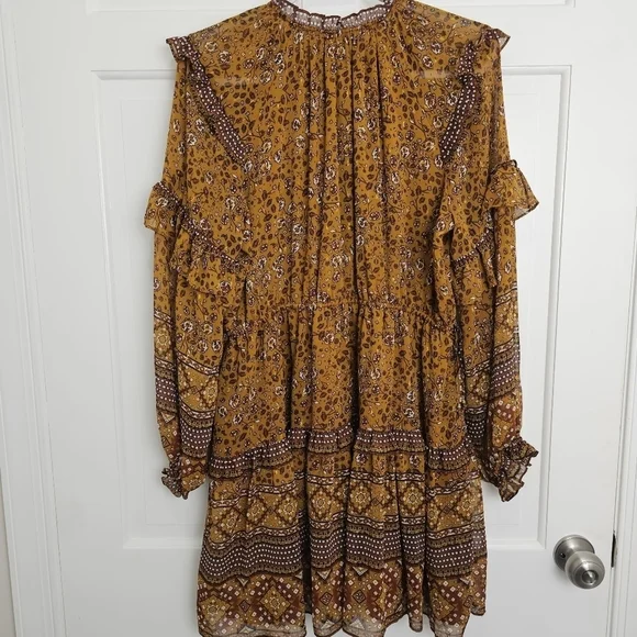 House Of Harlow 1960 Long Sleeve Tiered Ruffle Mini Dress Size M - Picture 11 of 16